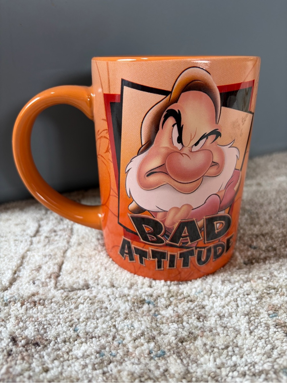 Orange "Bad Attitude" Grumpy Mug